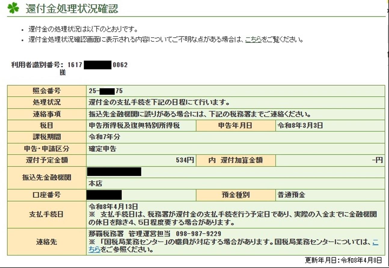 還付金の通知