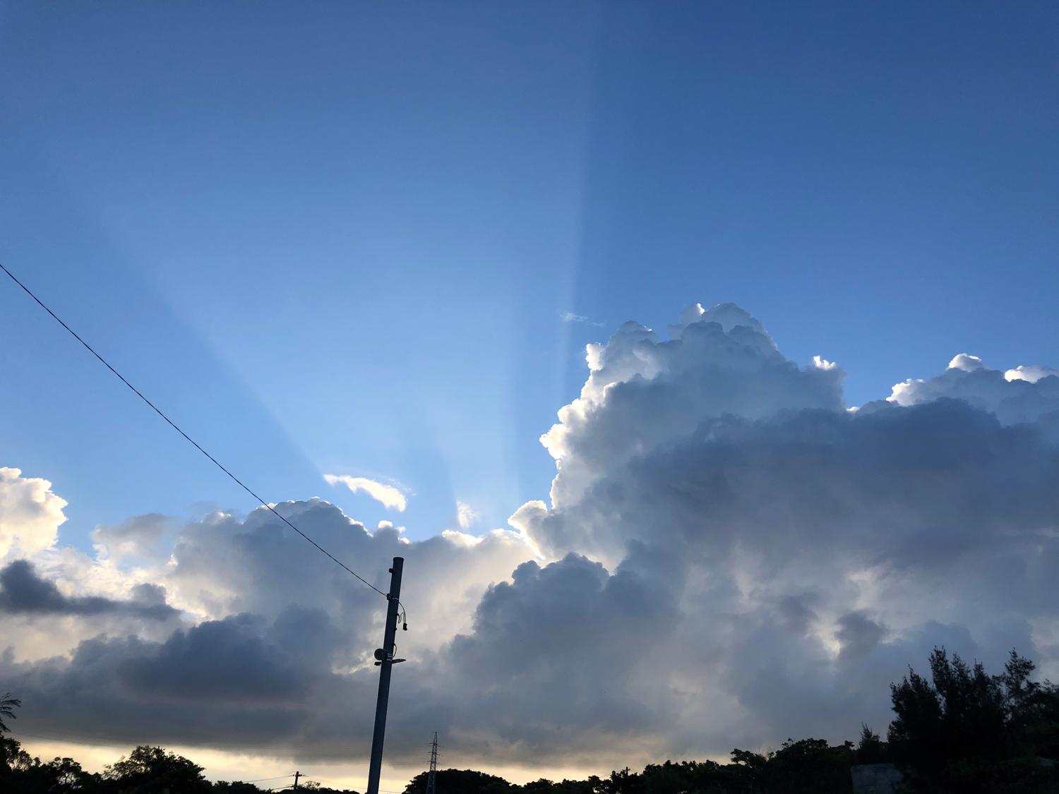 昨日のランの途中　見上げると雲が