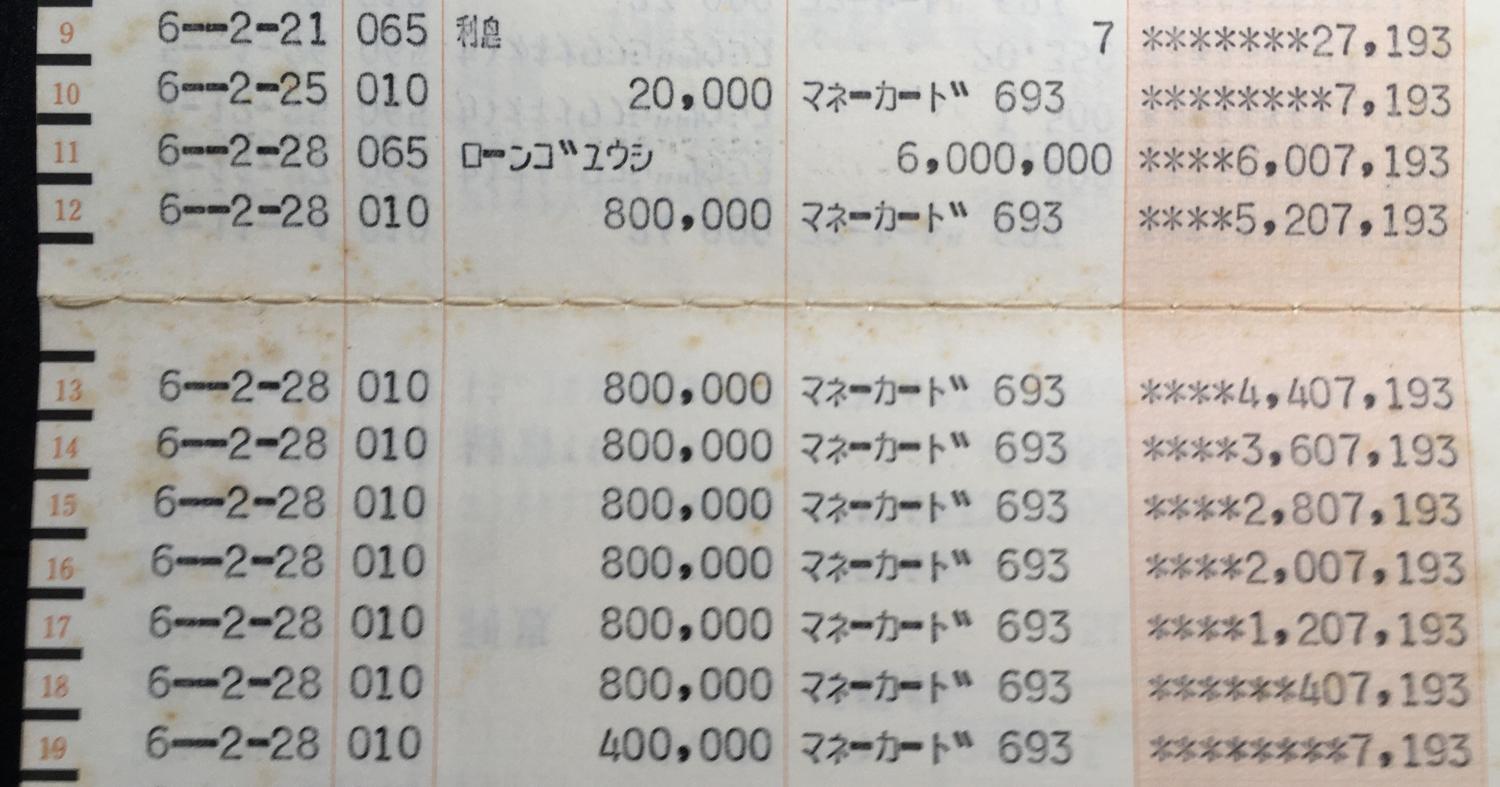 住宅融資６百万をATMで引き落とした　当時は引き落としの制限がなかった
