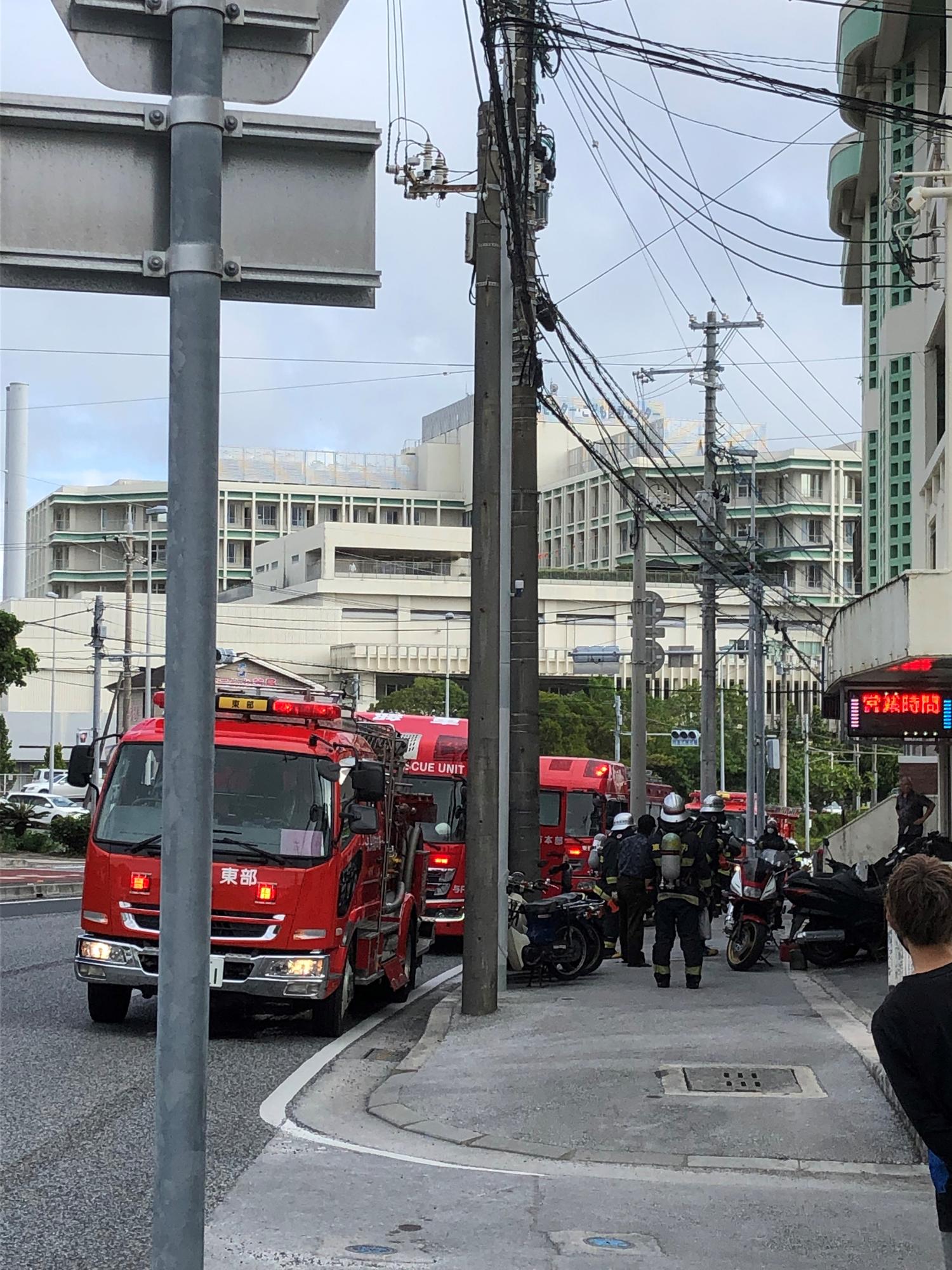 消防車が６台も、でも嘘（(ガセ）だったようだ