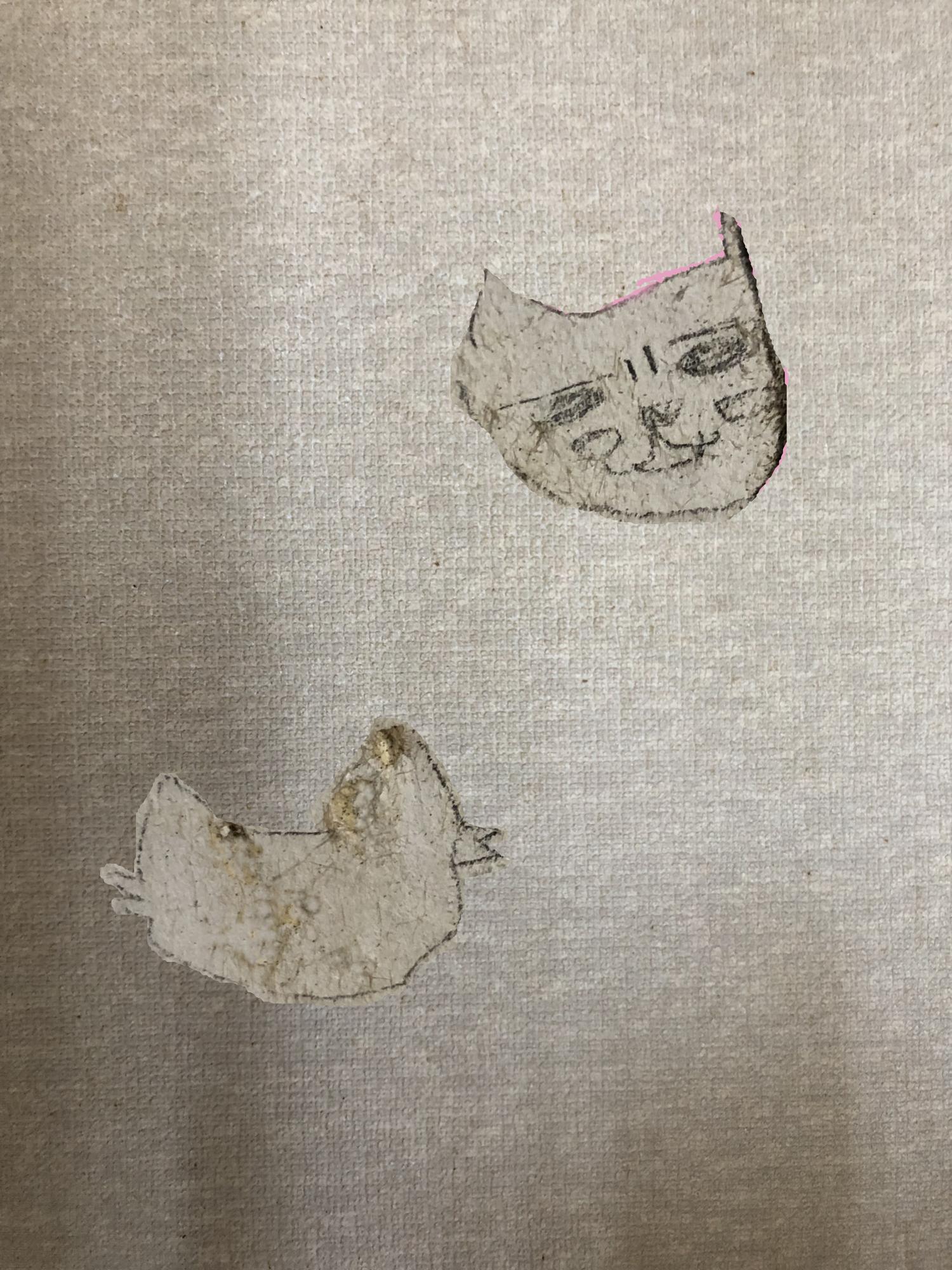 猫と鳥の落書き