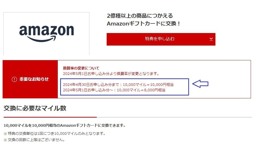 アマゾンギフト券との交換