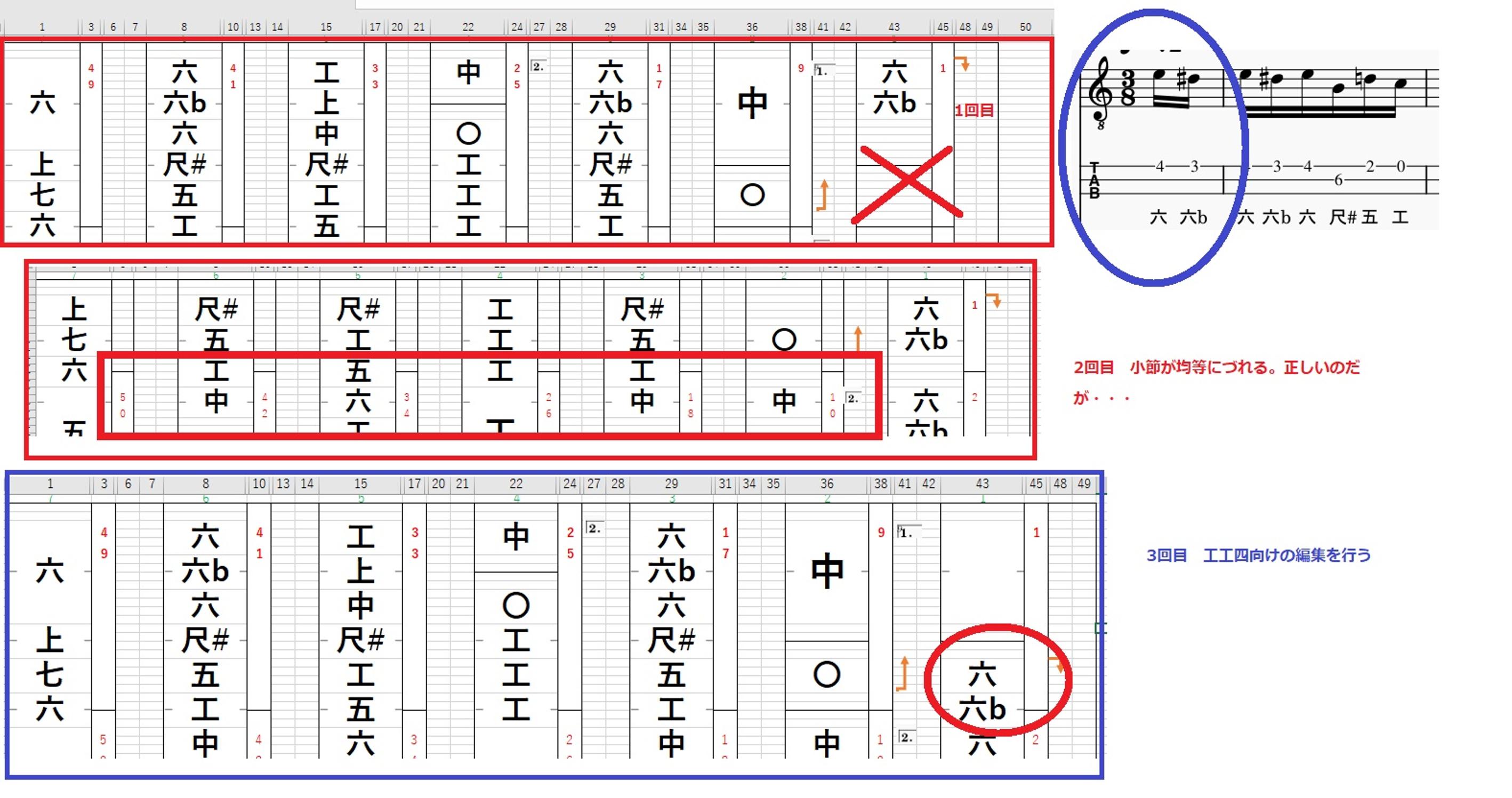３度もやり直しした工工四